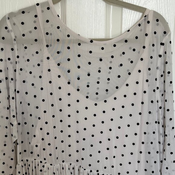 Torrid White Mesh Polka Dot Dress - Picture 2 of 3